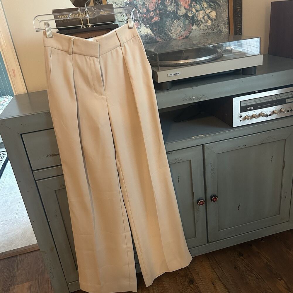 Derek Lam 10 Crosby Alice Wide Leg Trousers NWT Women's Size 0 Champagne Beige
